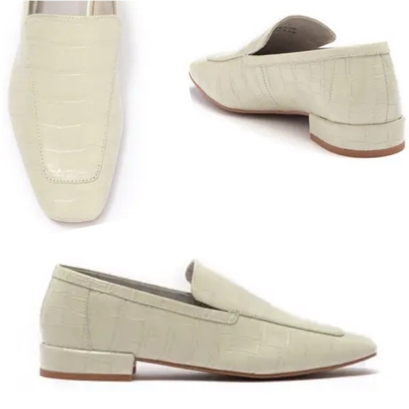 JEFFREY CAMPBELL Cream Embossed Croc Loafers - Picture 1 of 10